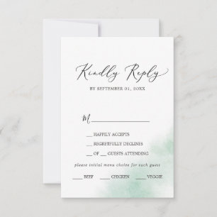 Watercolor Wash Green Menu Choice RSVP Card