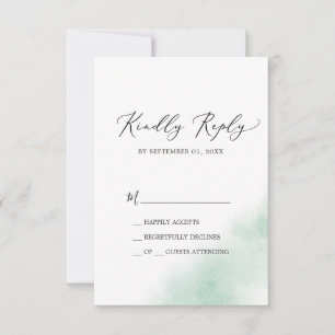 Watercolor Wash Green Simple RSVP Card