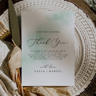 Watercolor Wash Green Thank You Reception Card
