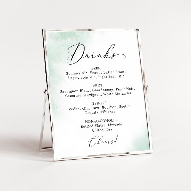 Watercolor Wash | Green Wedding Drink Menu Sign (Creator Uploaded)