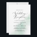 Watercolor Wash | Green Wedding Reception Invitation<br><div class="desc">This watercolor wash green wedding reception invitation is perfect for a modern post elopement party. The simple and classic design features a splash of pastel sage green water colour with minimalist elegant style. RSVP cards are sold separately,  or you can add RSVP info to the back of the card.</div>