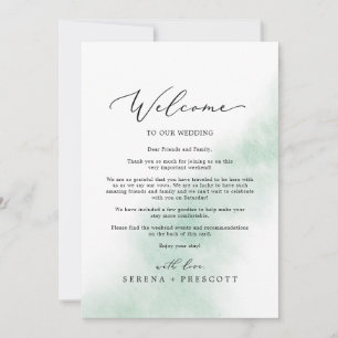 Watercolor Wash Green Welcome Letter & Itinerary