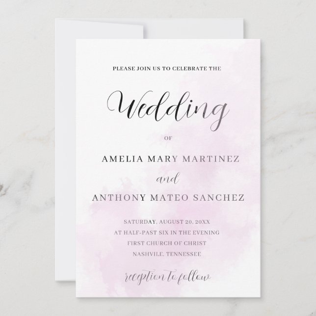 Watercolor Wash Pink the Wedding of Invitation (Front)