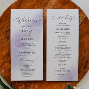Watercolor Wash   Purple Bridal Party Wedding Programme