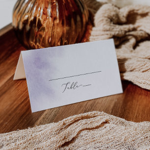 Watercolor Wash Purple Folded Wedding Place Card