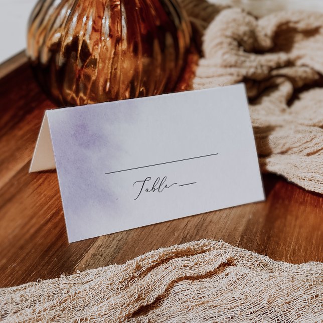 Watercolor Wash | Purple Folded Wedding Place Card (Creator Uploaded)