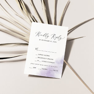 Watercolor Wash   Purple Menu Choice RSVP Card