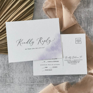 Watercolor Wash   Purple Menu RSVP Postcard