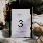 Watercolor Wash | Purple Table Number<br><div class="desc">This watercolor wash purple table number is perfect for a modern wedding. The simple and classic design features a splash of pastel lavender purple water colour with minimalist elegant style. The card prints on the front and back (double-sided). Items are printed exactly as they appear on your screen when you...</div>