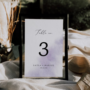 Watercolor Wash   Purple Table Number