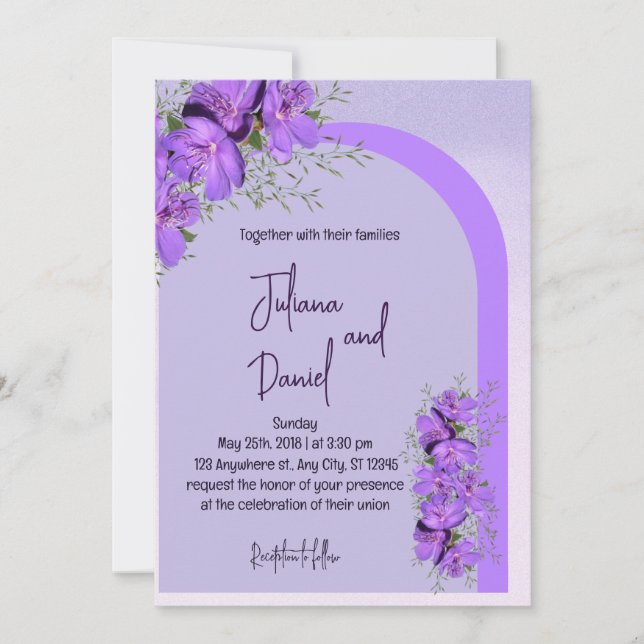 Watercolor Wash | Purple The Wedding Invitation (Front)