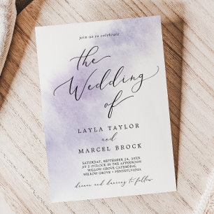 Watercolor Wash Purple The Wedding Of Invitation