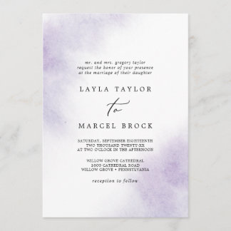 Watercolor Wash | Purple Traditional Wedding Invitation