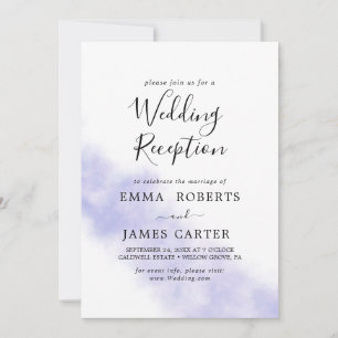Watercolor Wash Purple Wedding Reception Invitation