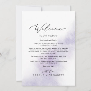 Watercolor Wash Purple Welcome Letter & Itinerary