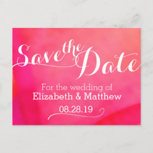 Watercolor wash red pink save the date card