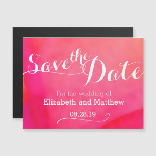 Watercolor wash red pink save the date magnetic invitation
