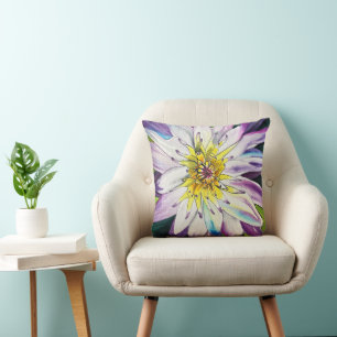 Watercolor water lilies fine art cushion