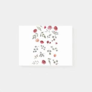 Watercolor Watercolor Roses Green Leaves Leaves Post-it Notes