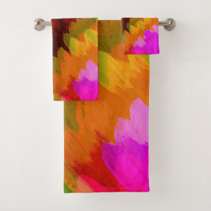 Watercolor waterfall, nature 2 bath towel set