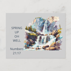 Watercolor Waterfall "Spring Up Oh Well" Postcard