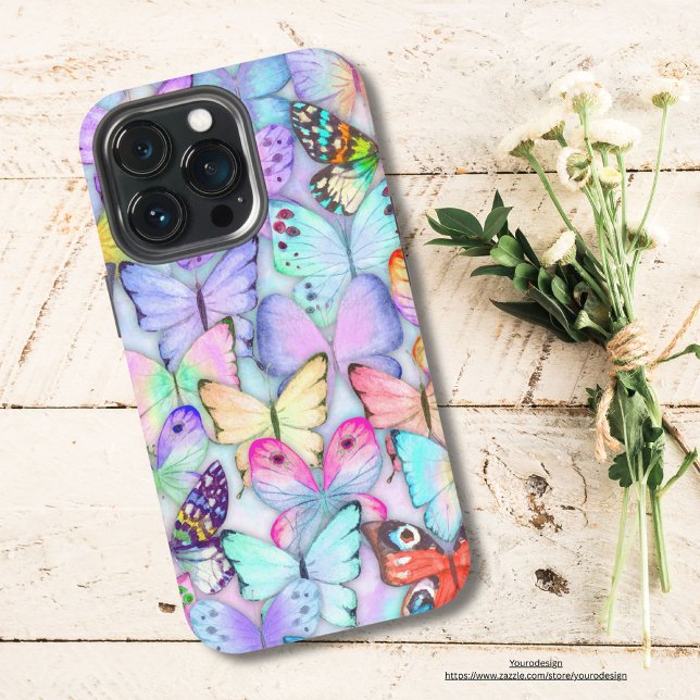 Watercolor waterfly pattern for girls Modern iPhone Case (Creator Uploaded)