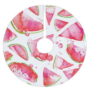 Watercolor Watermelon 1 Brushed Polyester Tree Skirt