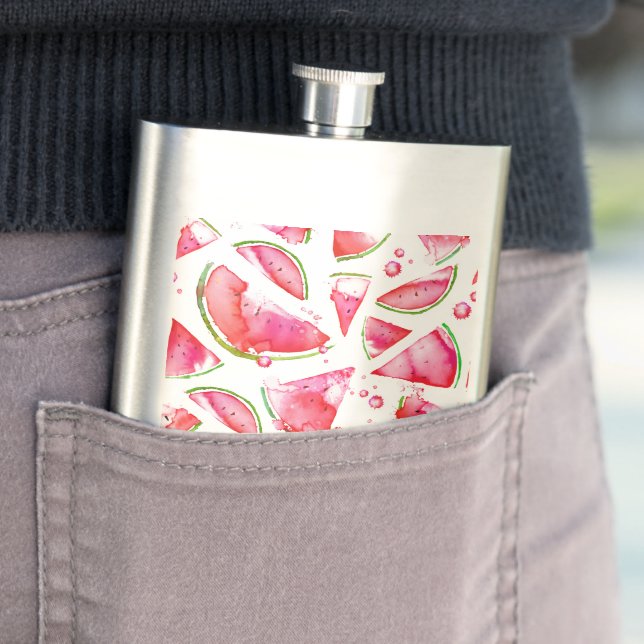 Watercolor Watermelon 1 Hip Flask (In Situ)