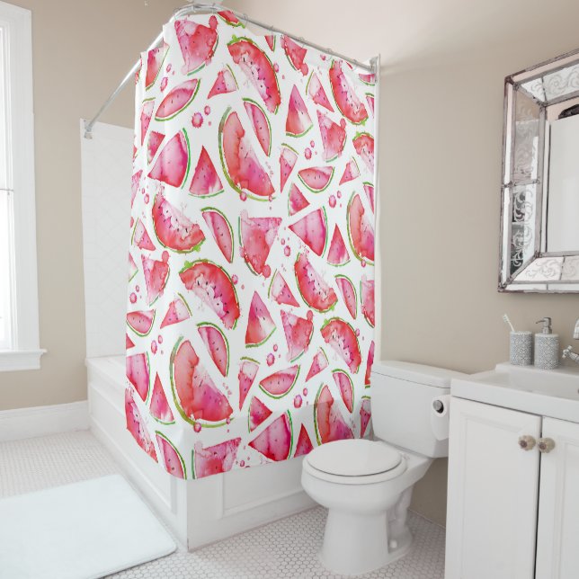 Watercolor Watermelon 1 Shower Curtain (In Situ)