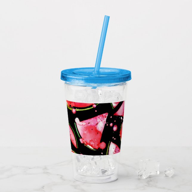 Watercolor Watermelon 2 Acrylic Tumbler (Back Ice)