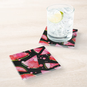 Watercolor Watermelon 2 Glass Coaster