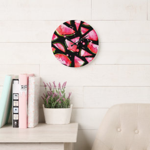 Watercolor Watermelon 2 Large Clock