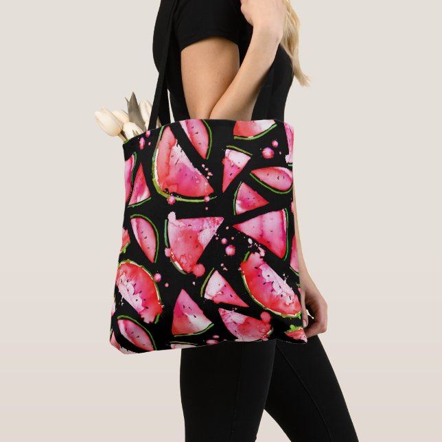 Watercolor Watermelon 2 Tote Bag (Close Up)