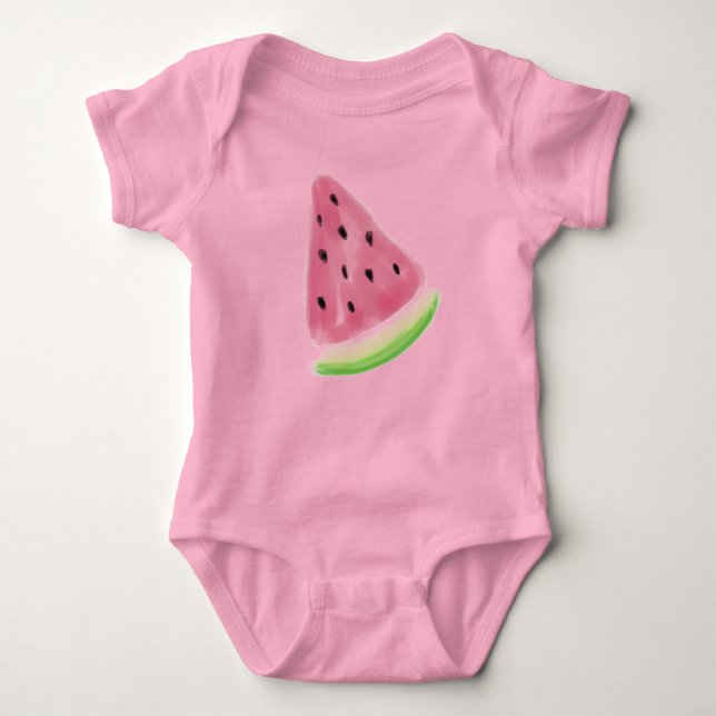 Watercolor Watermelon Baby Bodysuit (Front)