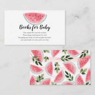 Watercolor Watermelon Books for Baby Shower Enclosure Card