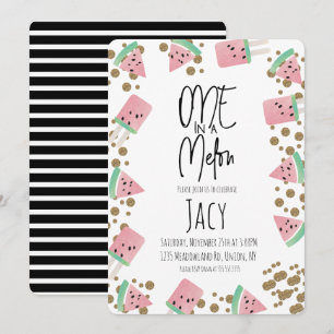 Watercolor Watermelon Confetti Glitter Trim Invitation