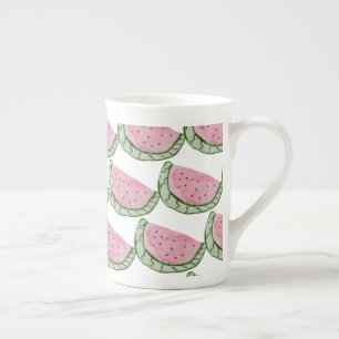 Watercolor Watermelon Doodles Painted Patterned  Bone China Mug