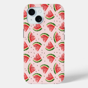 Watercolor Watermelon Fruit Pattern iPhone 15 Case