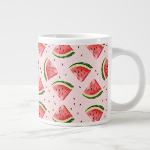 Watercolor Watermelon Fruit Pattern Large Coffee Mug