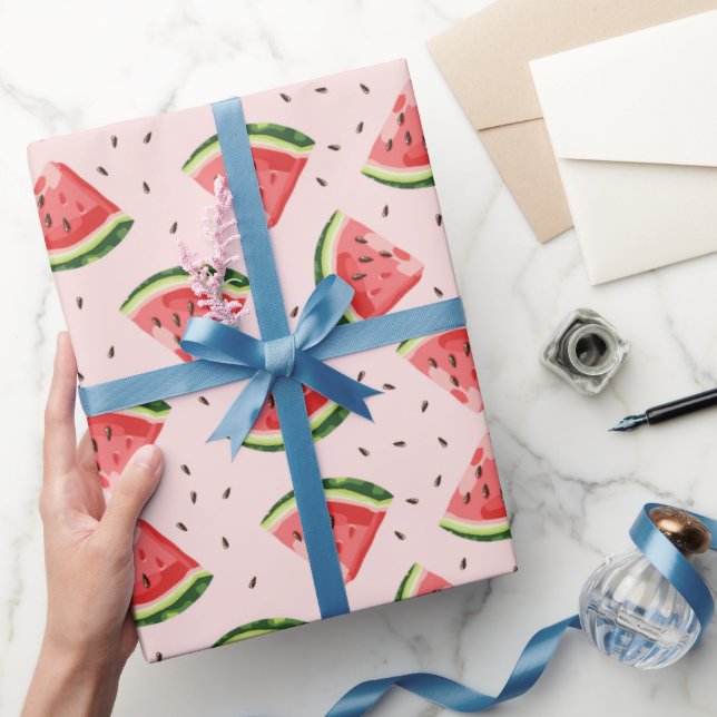 Watercolor Watermelon Fruit Pattern Wrapping Paper (Gifting)