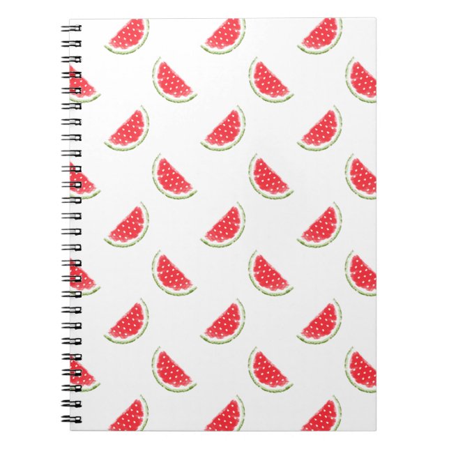 Watercolor Watermelon Pattern Spiral Notebook (Front)