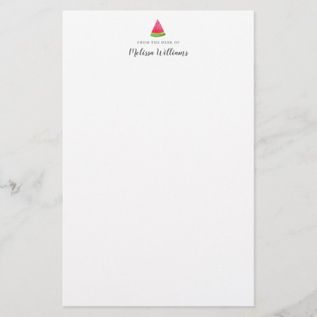 Watercolor Watermelon Personalised Stationery (Front)