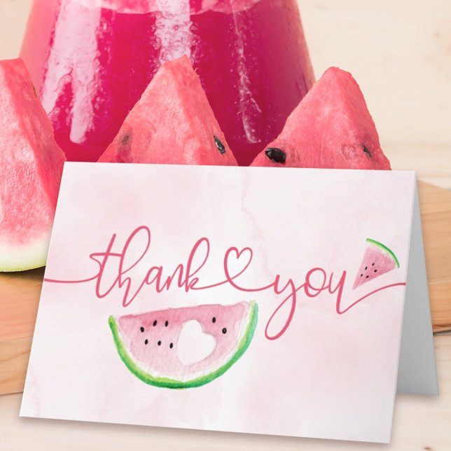 Watercolor Watermelon Pink Fruit Thank You Card (Creator Uploaded)