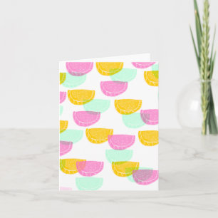 Watercolor Watermelon Pink Green Yellow Pattern  Note Card