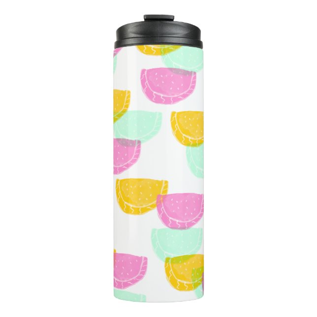 Watercolor Watermelon Pink Green Yellow Pattern  Thermal Tumbler (Front)