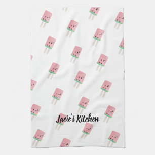 Watercolor Watermelon Pop Modern Kitchen Tea Towel