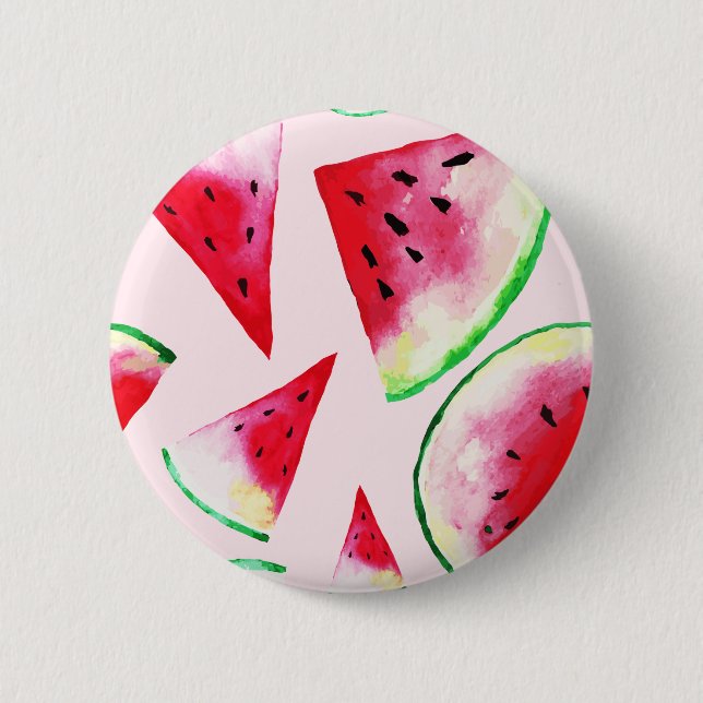 Watercolor Watermelon Slice Pattern 6 Cm Round Badge (Front)