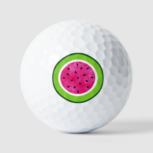 Watercolor Watermelon Slice Round Paper Coaster Golf Balls (Front)