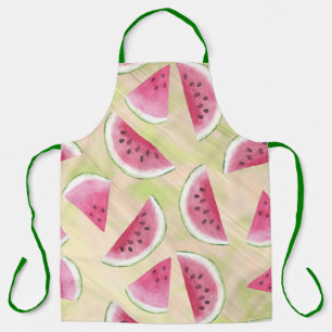 Watercolor Watermelon Slices Paint Brush Strokes Apron