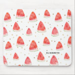 Watercolor Watermelon Slices Pattern Personalised Mouse Pad<br><div class="desc">Whimsical and bohemian mousepad featuring watercolor watermelon slices. Personalised by adding your own details. This will be perfect as a gift. This design is available in a variety of products.</div>